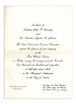 Texas Welcome Dinner Invitation to the Event Honoring President John F. Kennedy the Night of His Assassination